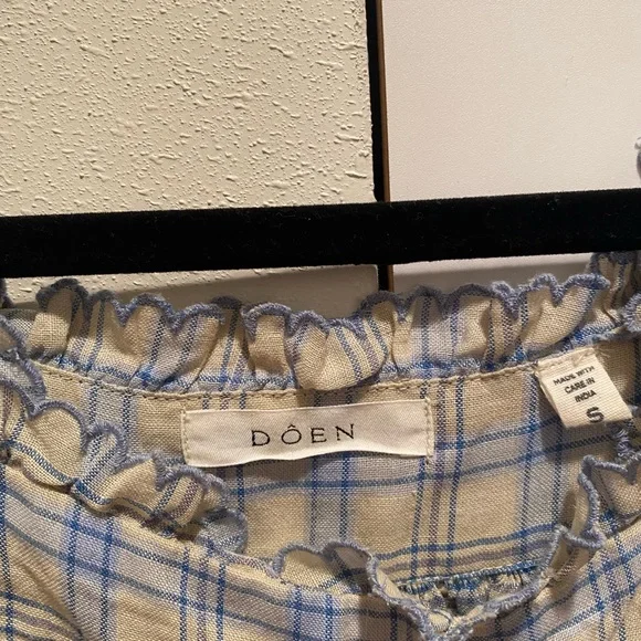 Doen Plaid Dress in Cream and Blue NWOT - Picture 3 of 3